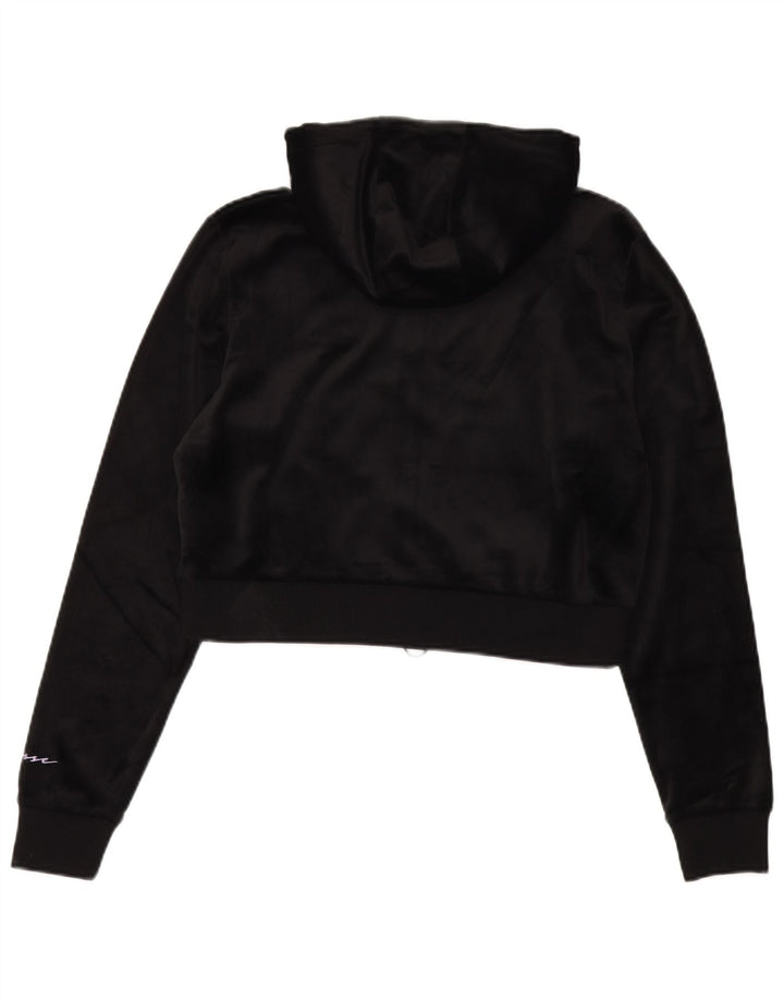 Suéter feminino Ellesse com capuz e zíper de veludo UK 12 poliéster preto médio