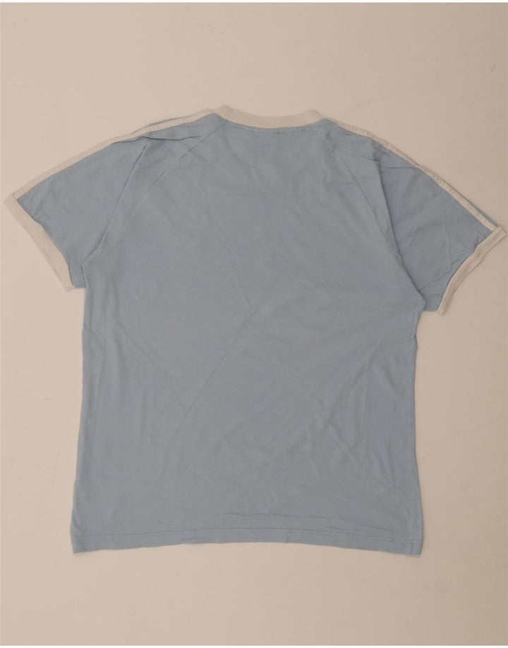 Adidas Mens Camiseta Top Grande Algodão Azul