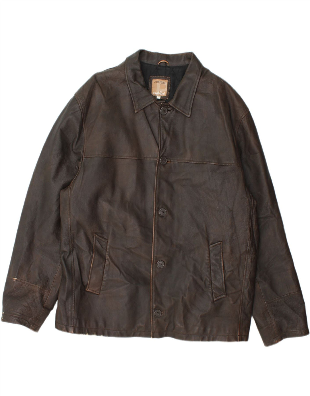 Jaqueta de couro masculina Conbipel IT 52 grande couro marrom