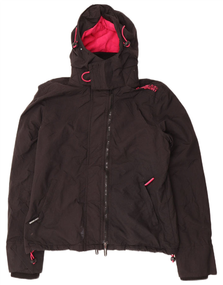 Jaqueta corta-vento feminina SUPERDRY com capuz e capuz Reino Unido 14 médio preto