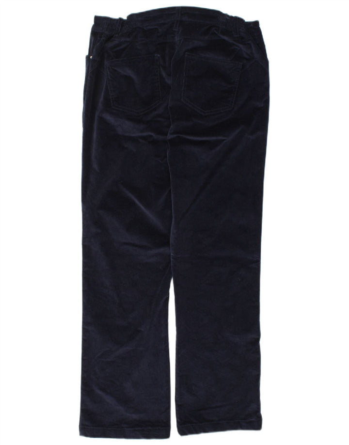 Calça feminina de veludo COTTON TRADERS UK 12 médio W30 L27 azul marinho