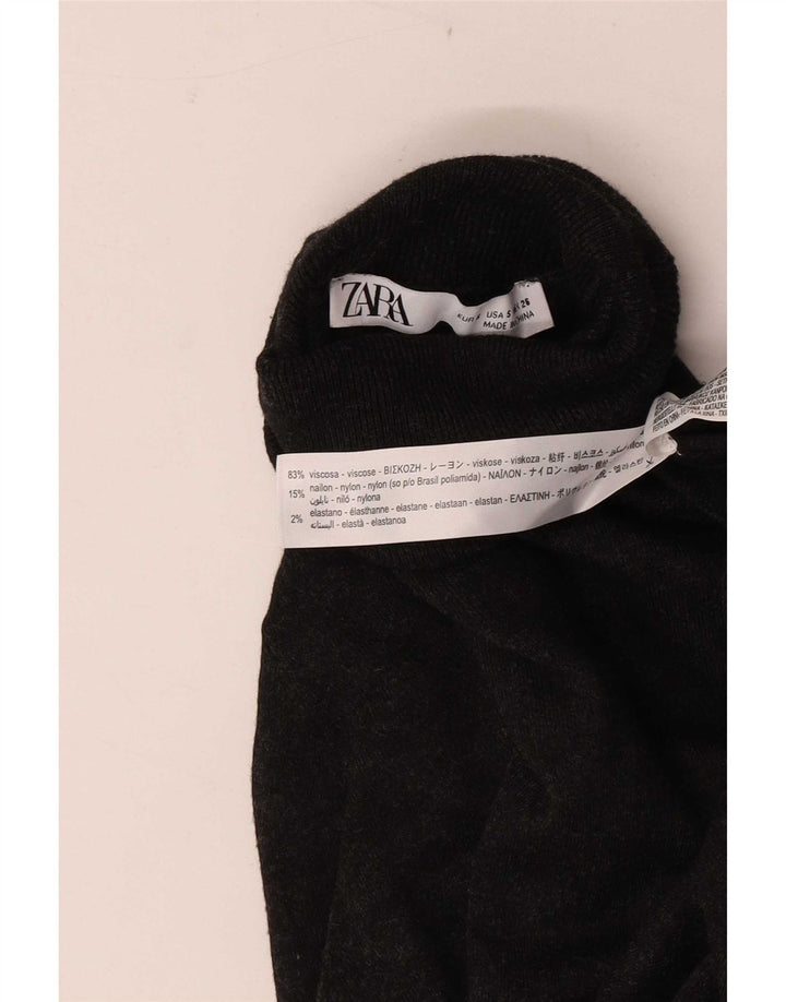 Suéter feminino Zara com gola redonda e viscose cinza pequena Reino Unido 8