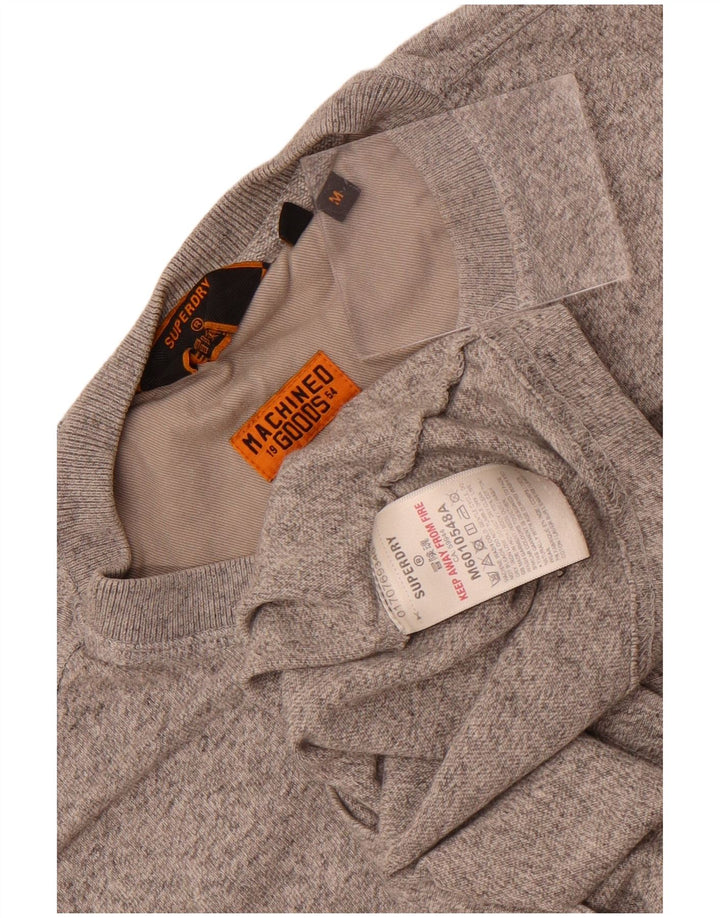 Top masculino Superdry manga comprida algodão manchado cinza médio