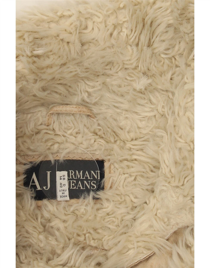 Jaqueta feminina Armani Jeans Crop Sherpa IT 44 Médio Bege Tie Dye Acrílico