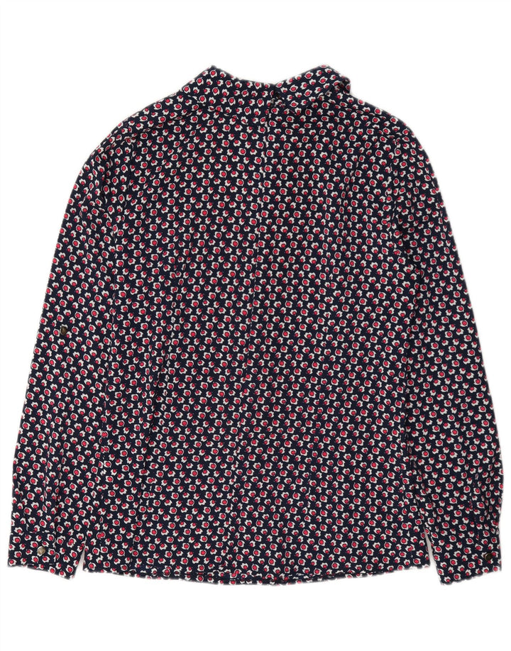 Blusa feminina vintage com estampa abstrata top IT 40 pequena azul marinho