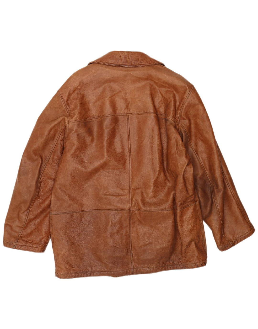 Jaqueta masculina de couro com peito duplo La Matta IT 52 XL marrom