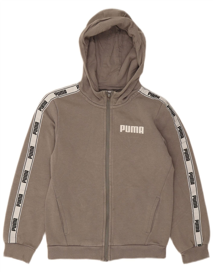 Suéter PUMA Boys Zip com capuz 9-10 anos algodão cinza