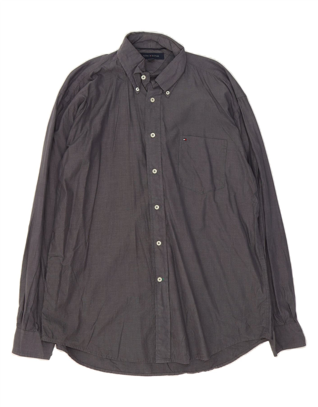 TOMMY HILFIGER Mens Shirt XL Grey Pinstripe Cotton Vintage Tommy Hilfiger and Second-Hand Tommy Hilfiger from Messina Hembry 