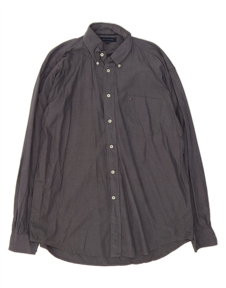 TOMMY HILFIGER Mens Shirt XL Grey Pinstripe Cotton Vintage Tommy Hilfiger and Second-Hand Tommy Hilfiger from Messina Hembry 