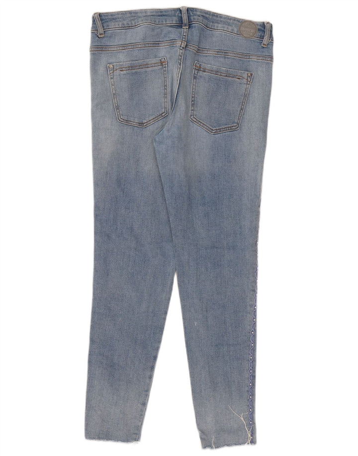 Zara Jeans skinny feminino desgastado UE 38 pequeno W28 L27 algodão azul