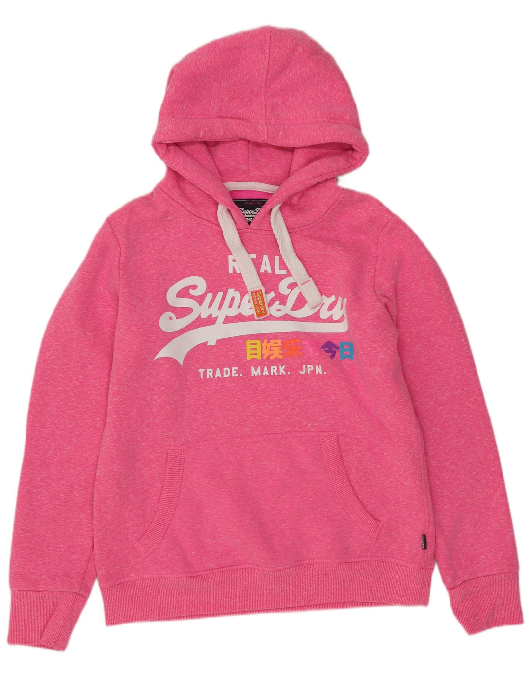 Jumper com capuz gráfico feminino SUPERDRY UK 12 poliéster rosa médio