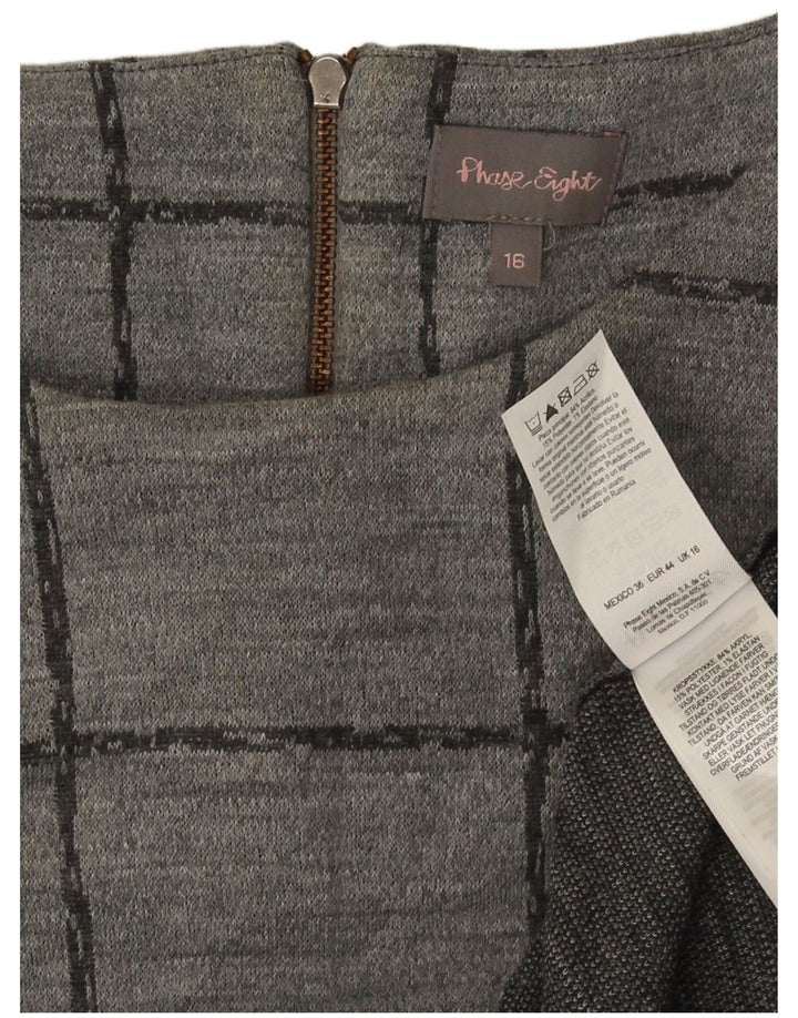 Vestido feminino Phase Eight com manga 3/4, Reino Unido 16, grande, cinza, xadrez, acrílico