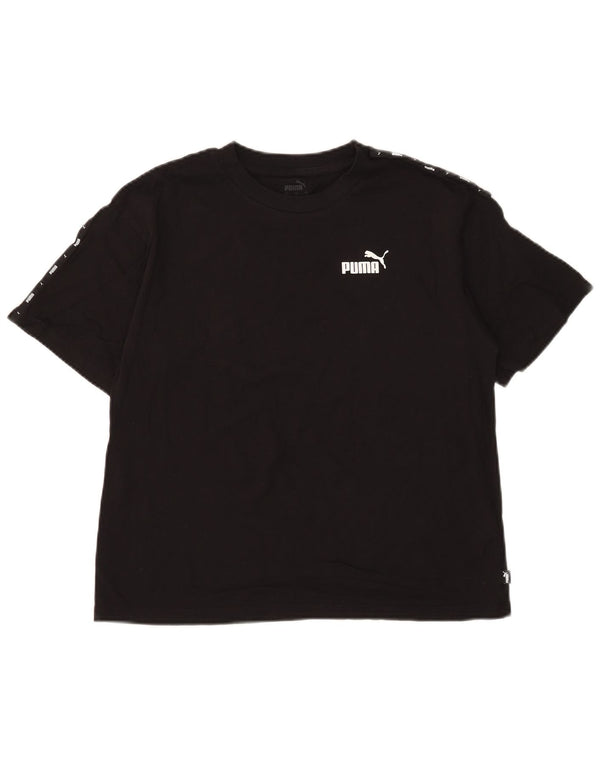 Camiseta feminina Puma Crop Graphic Top UK 14 Médio Algodão Preto