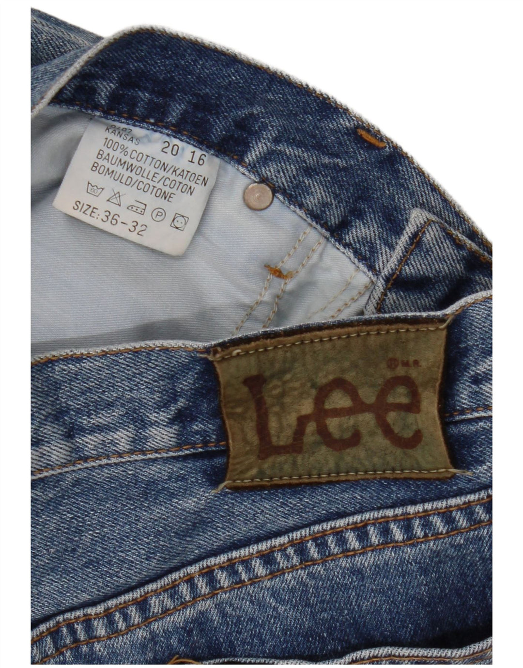 LEE Masculino Kansas Straight Jeans W36 L32 Azul Algodão