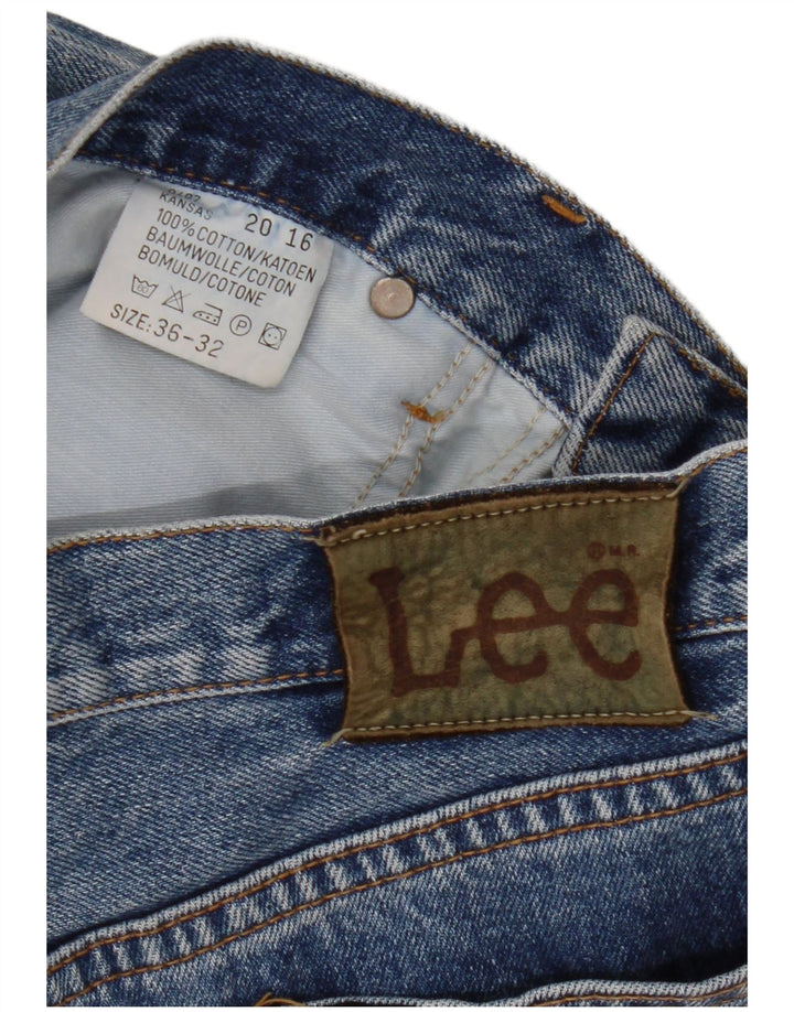 LEE Masculino Kansas Straight Jeans W36 L32 Azul Algodão