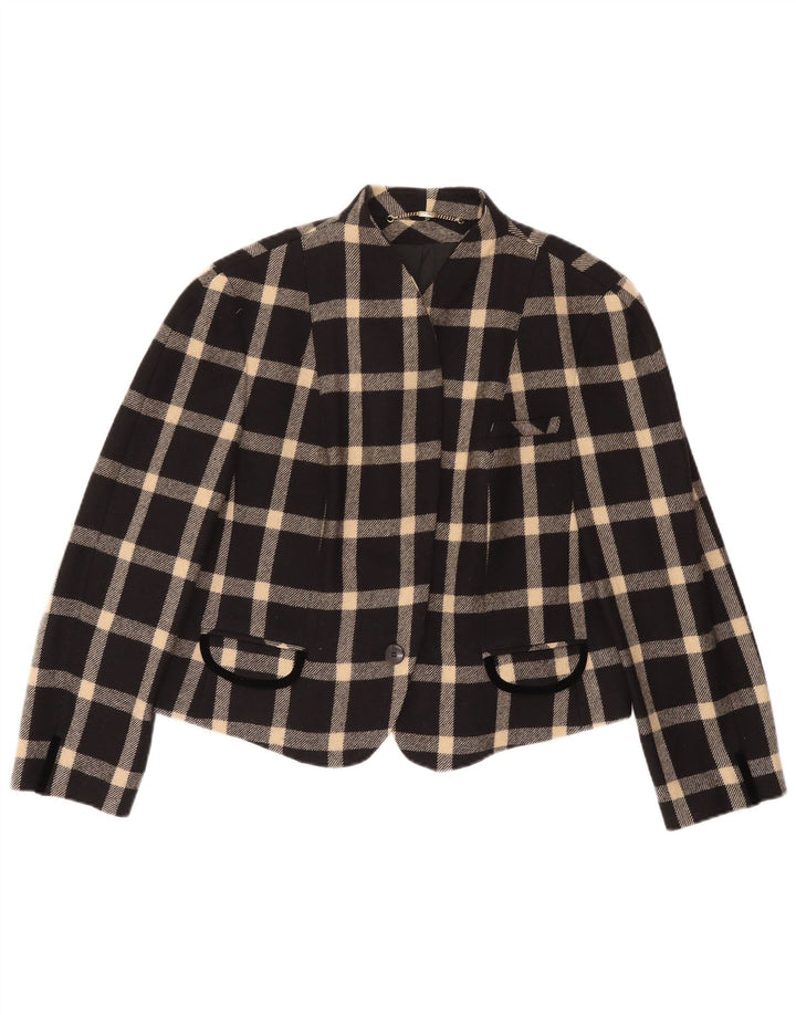 Jaqueta blazer feminina Basler com 1 botão Reino Unido 18 XL lã xadrez preta