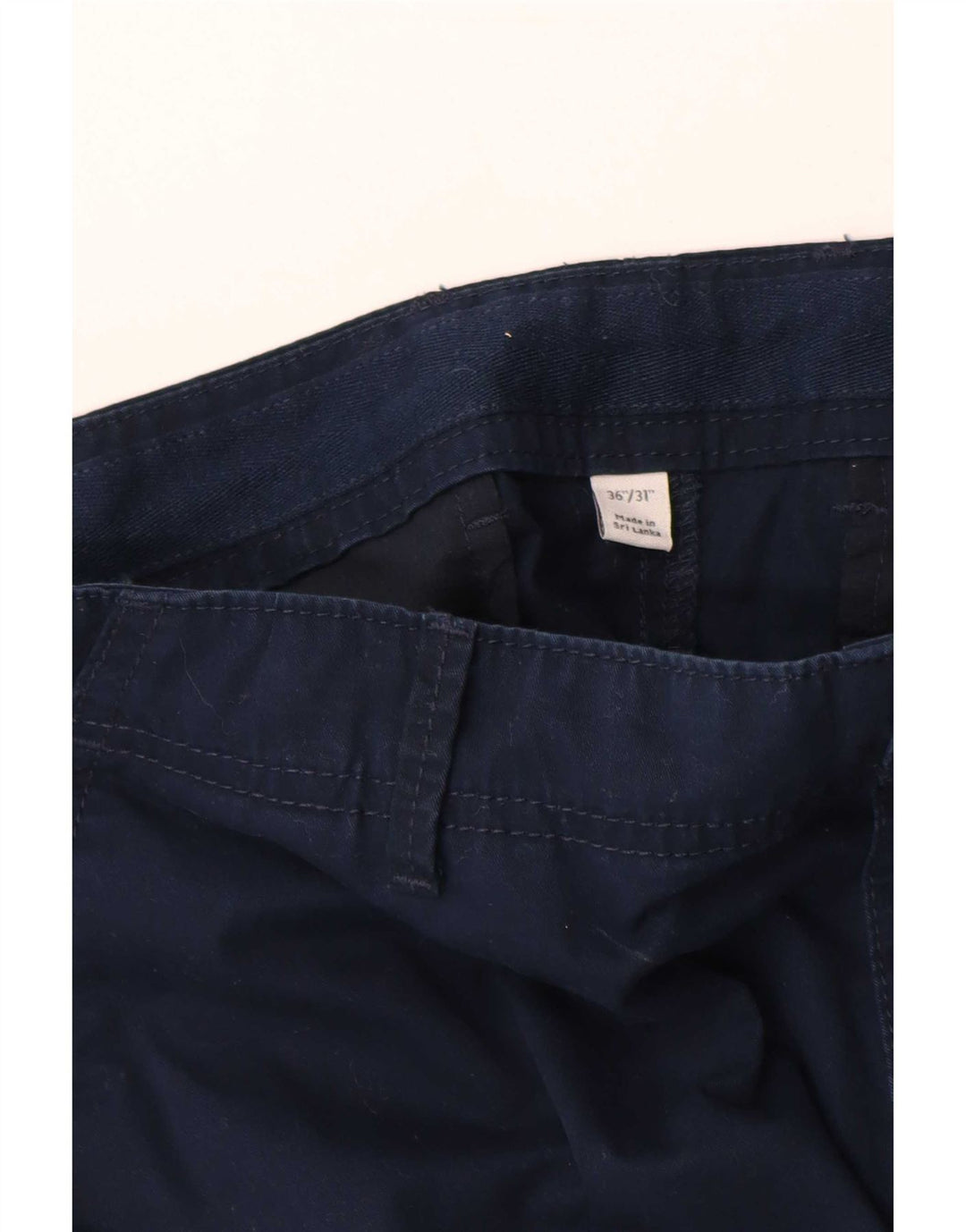 Calça cargo slim masculina Marks & Spencer W36 L31 algodão azul marinho