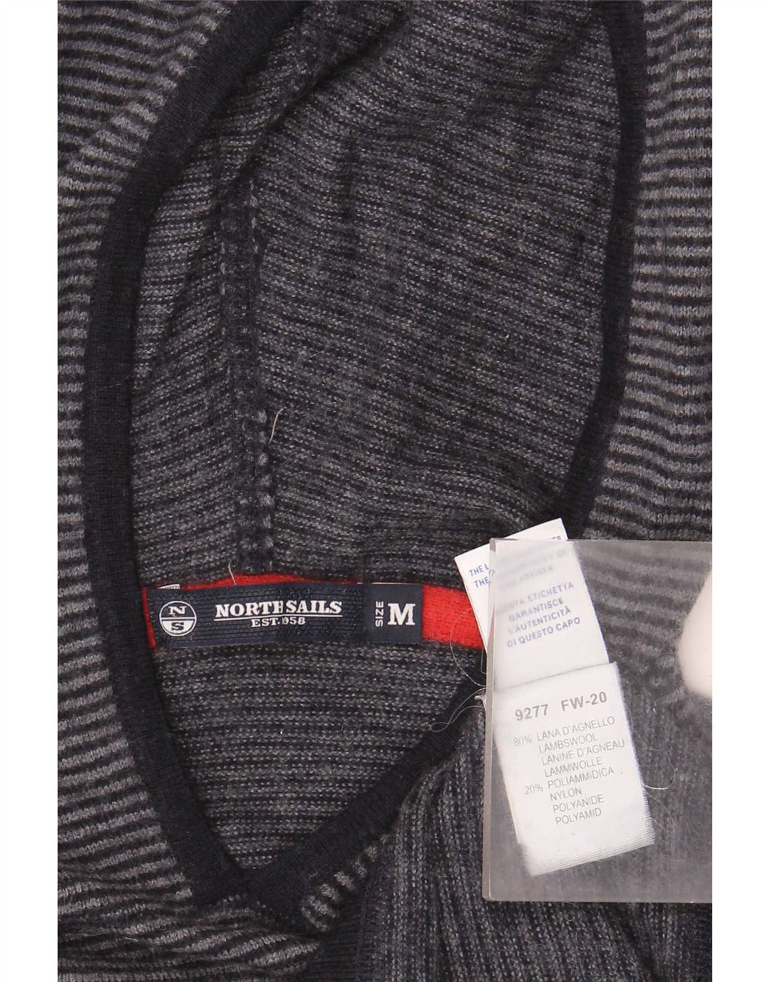 Suéter feminino com capuz North Sails Reino Unido 12 lã listrada cinza médio