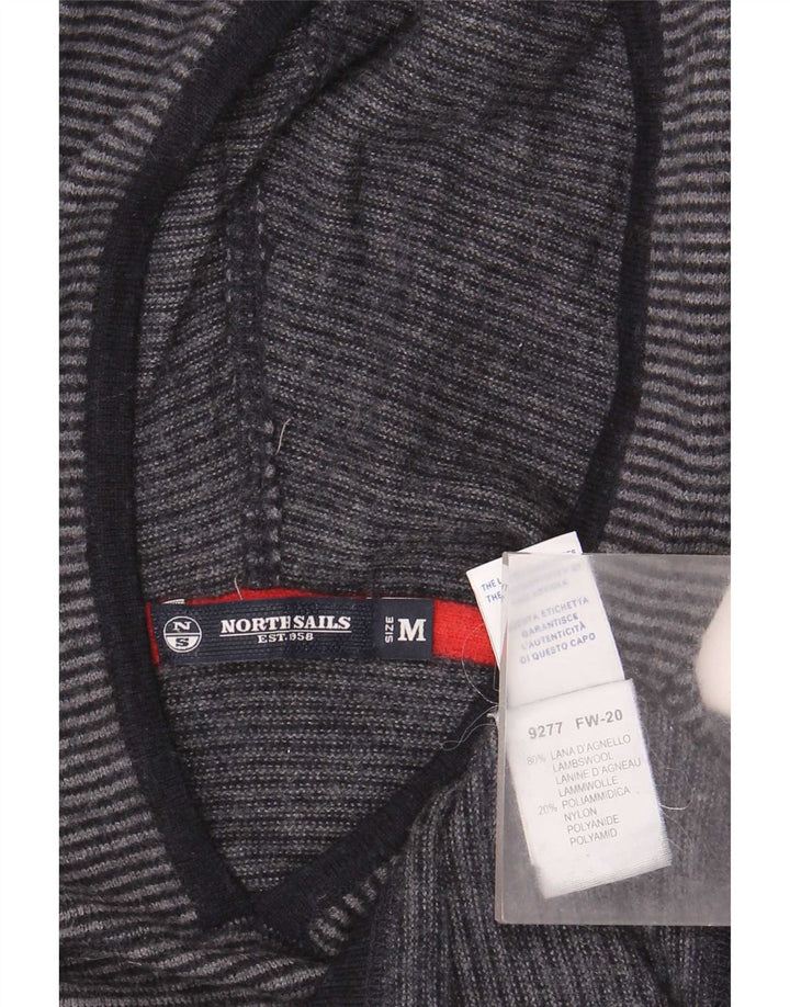 Suéter feminino com capuz North Sails Reino Unido 12 lã listrada cinza médio