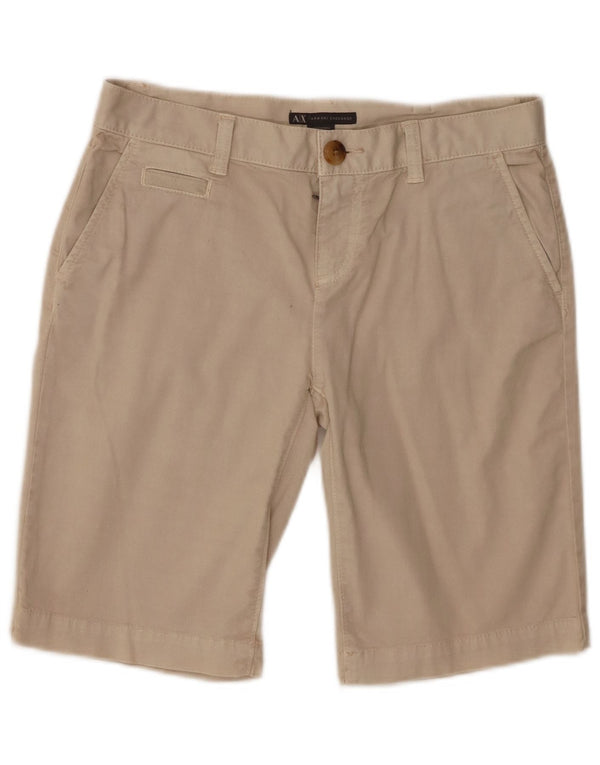 Shorts Chino feminino de cintura baixa Armani Exchange EUA 0 XS W30 algodão bege