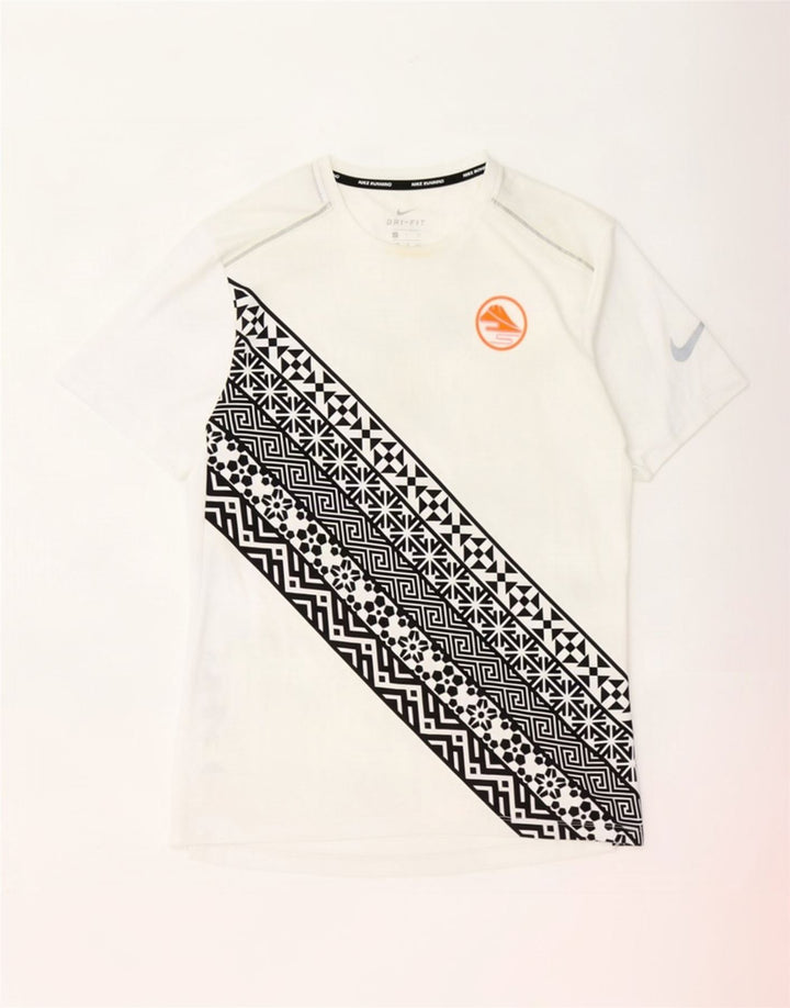Camiseta Nike Masculina Dri Fit Top Pequeno Poliéster Geométrico Branco