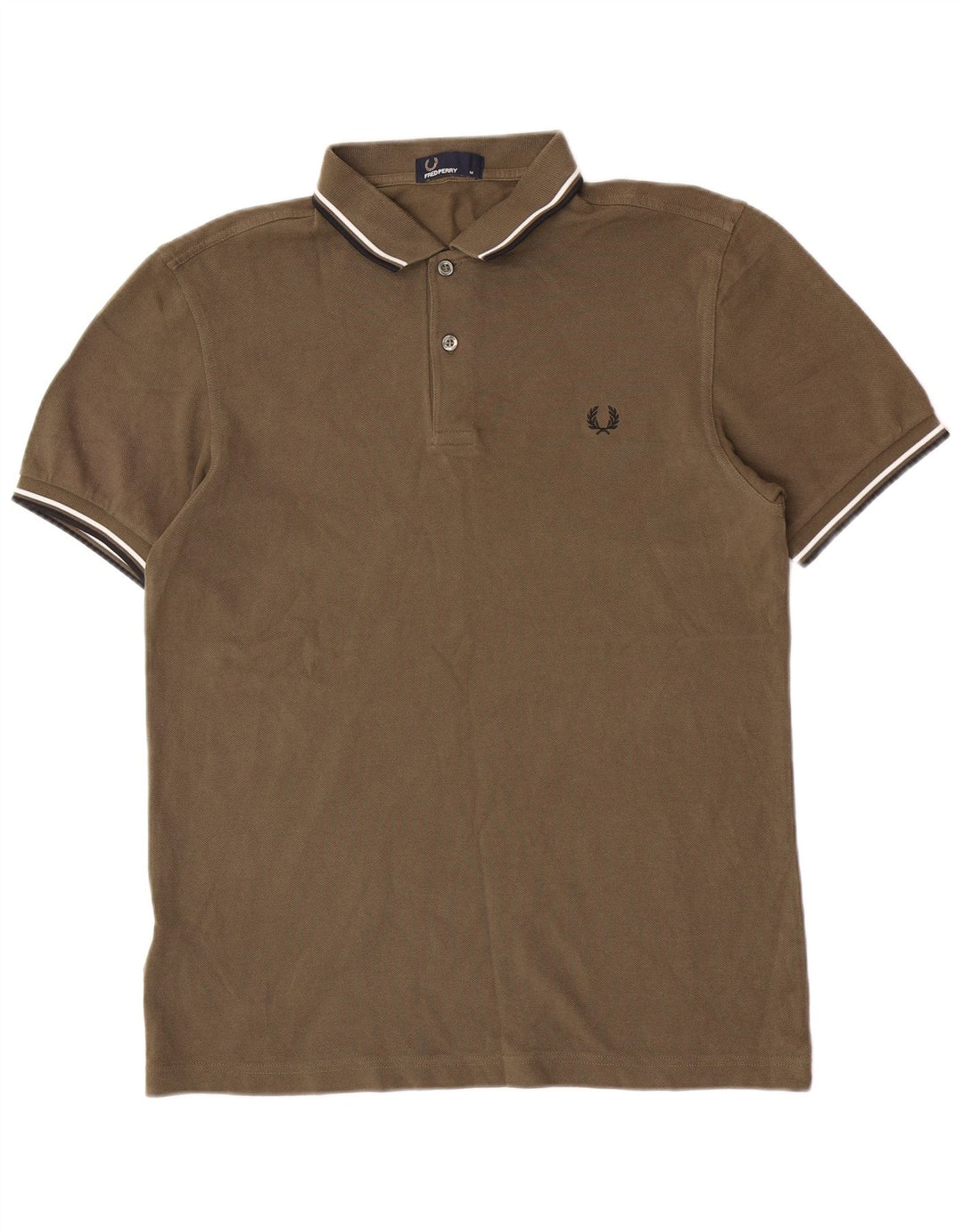 Camisa polo masculina Fred Perry de algodão cáqui médio