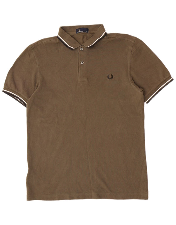 Camisa polo masculina Fred Perry de algodão cáqui médio