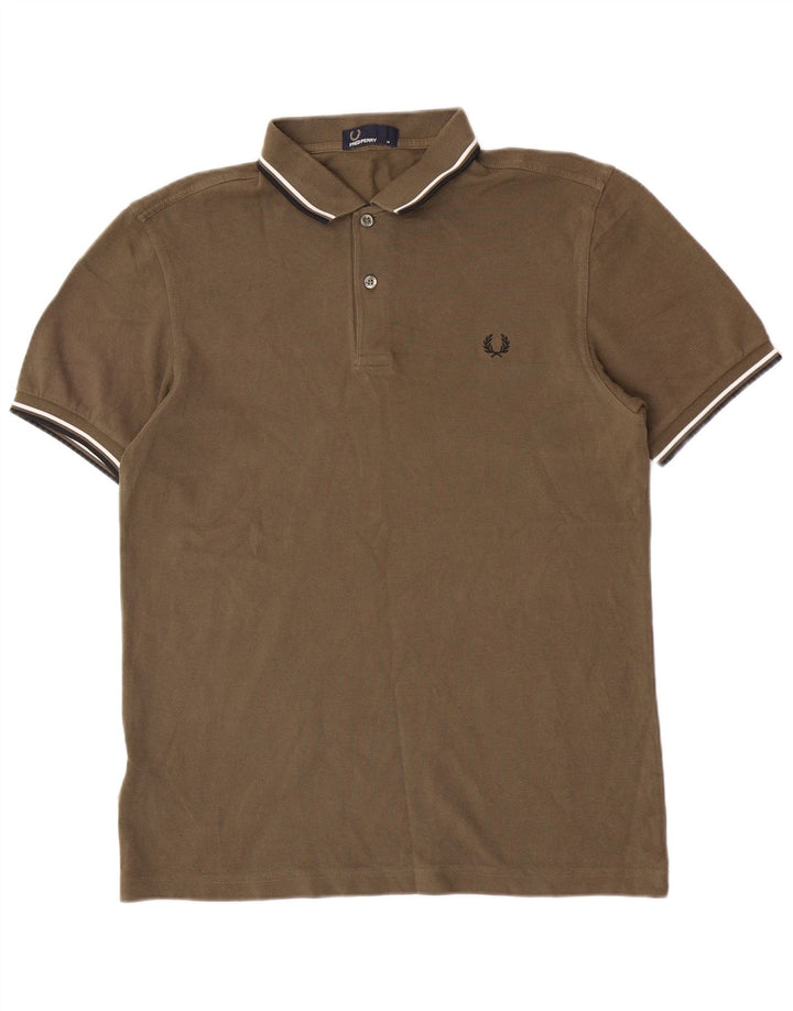 Camisa polo masculina Fred Perry de algodão cáqui médio