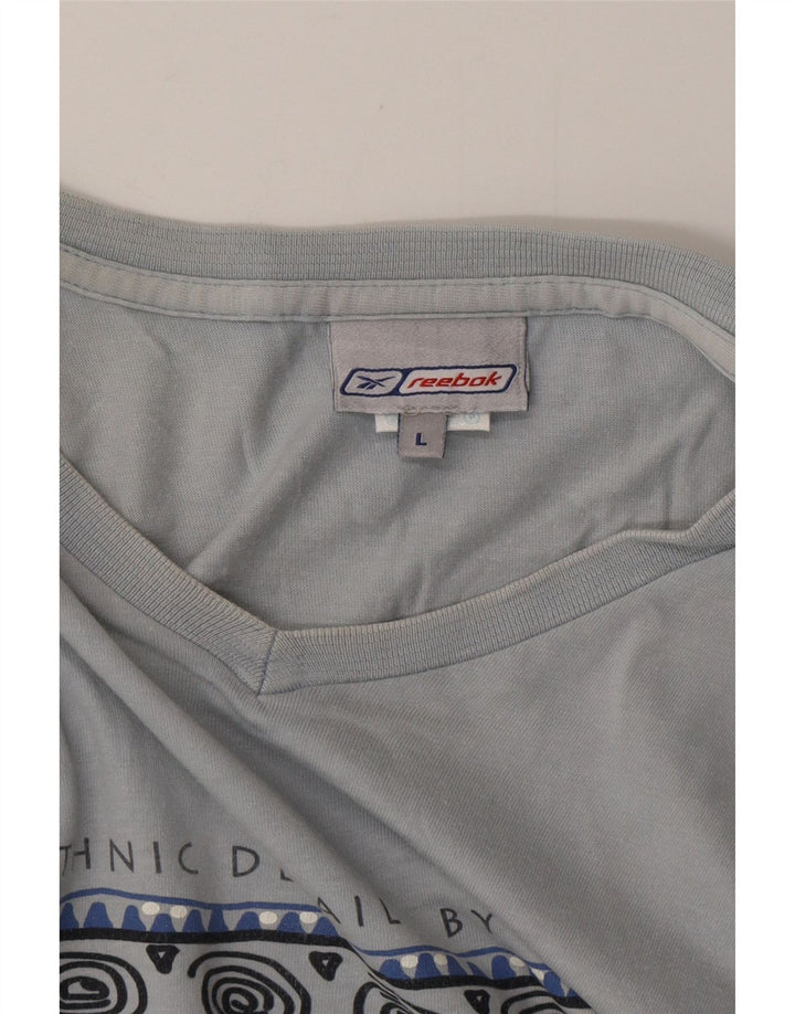 REEBOK Camiseta masculina gráfica Top grande algodão azul