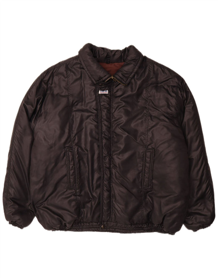 Jaqueta acolchoada masculina vintage EUA Reino Unido 42 XL preta