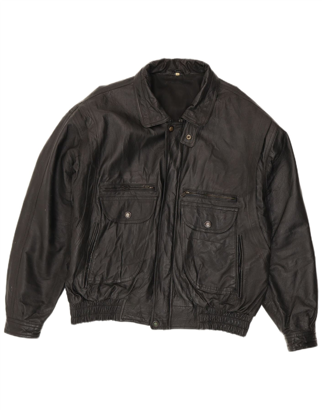 Jaqueta de couro masculina vintage UK 44 2XL couro preto