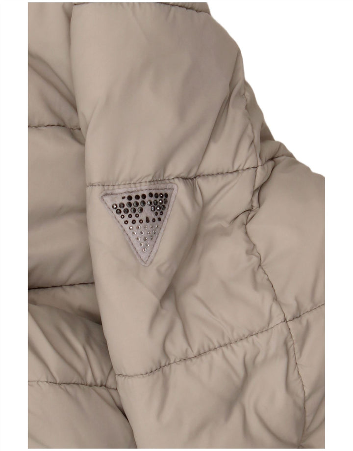 Jaqueta acolchoada feminina GUESS UK 16 grande poliéster bege