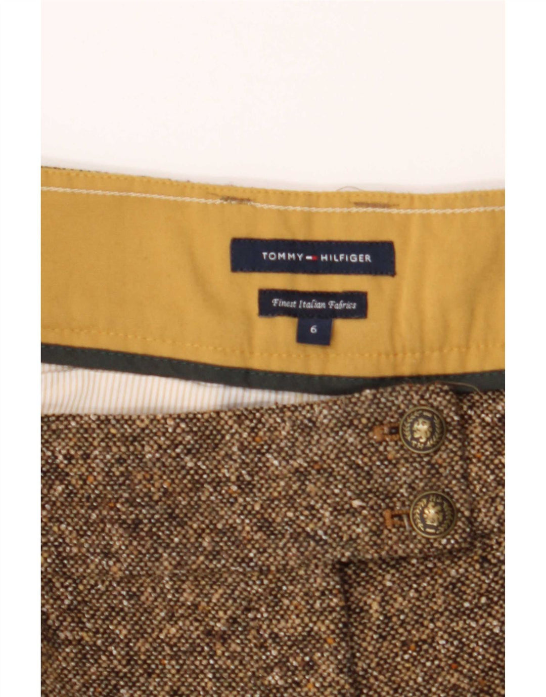 Shorts casual feminino Tommy Hilfiger US 6 médio W30 lã manchada marrom
