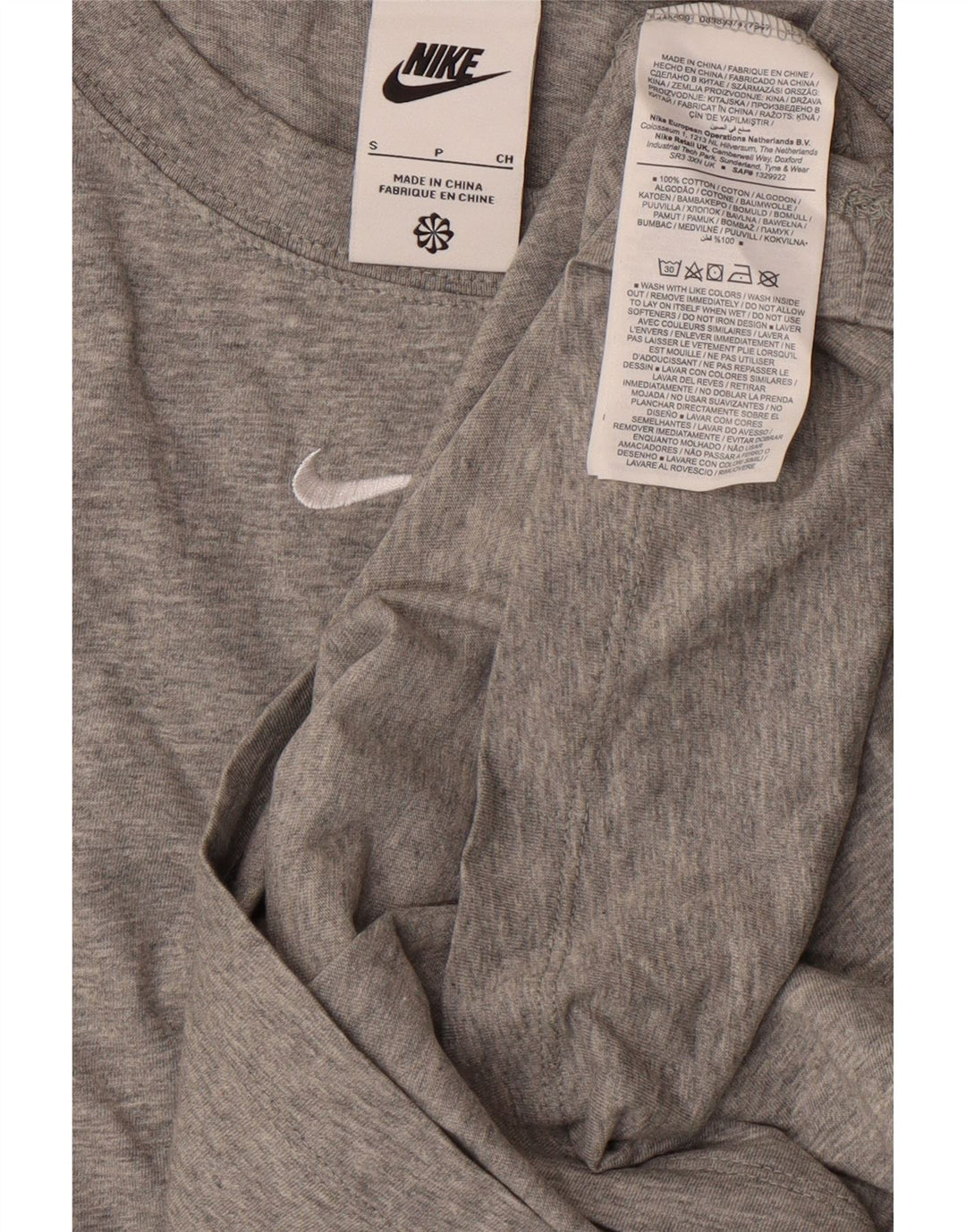Camiseta masculina NIKE Top Pequeno Algodão Cinza