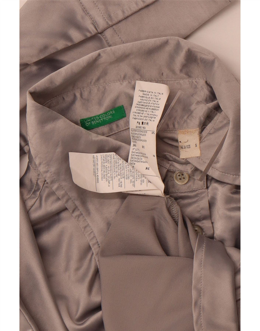 Blusa feminina BENETTON UK 10 poliéster cinza pequeno