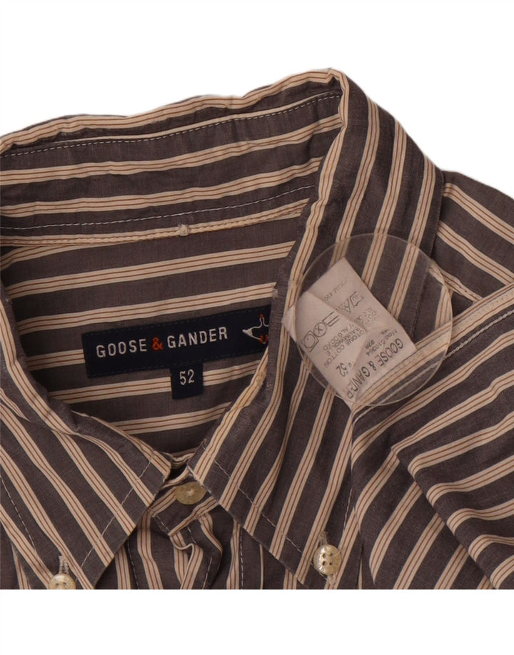 Camisa masculina GOOSE & GANDER IT 52 grande algodão listrado cinza