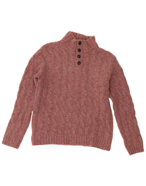 Suéter feminino Massimo Dutti com gola redonda e botão, tamanho UK 20 2XL lã rosa