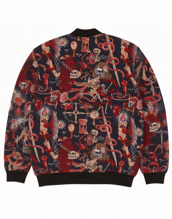 Zara Mens Abstract Pattern Bomber Jacket UK 42 XL poliéster multicolorido