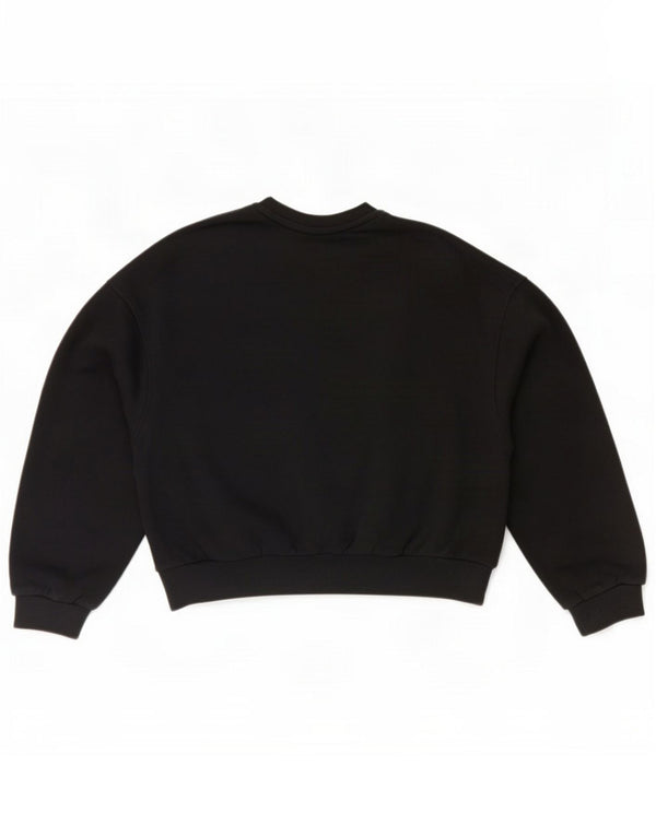 Nike Girls Crop Graphic Sweatshirt Jumper 12-13 Years Large Black Cotton