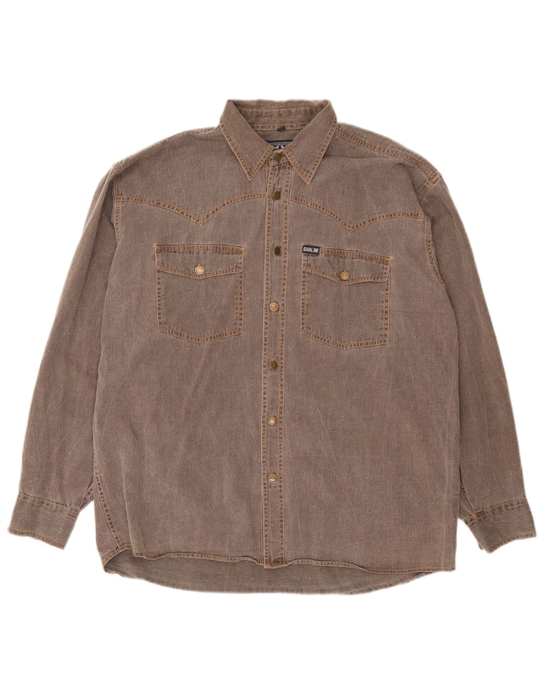 Camisa jeans masculina vintage XL marrom