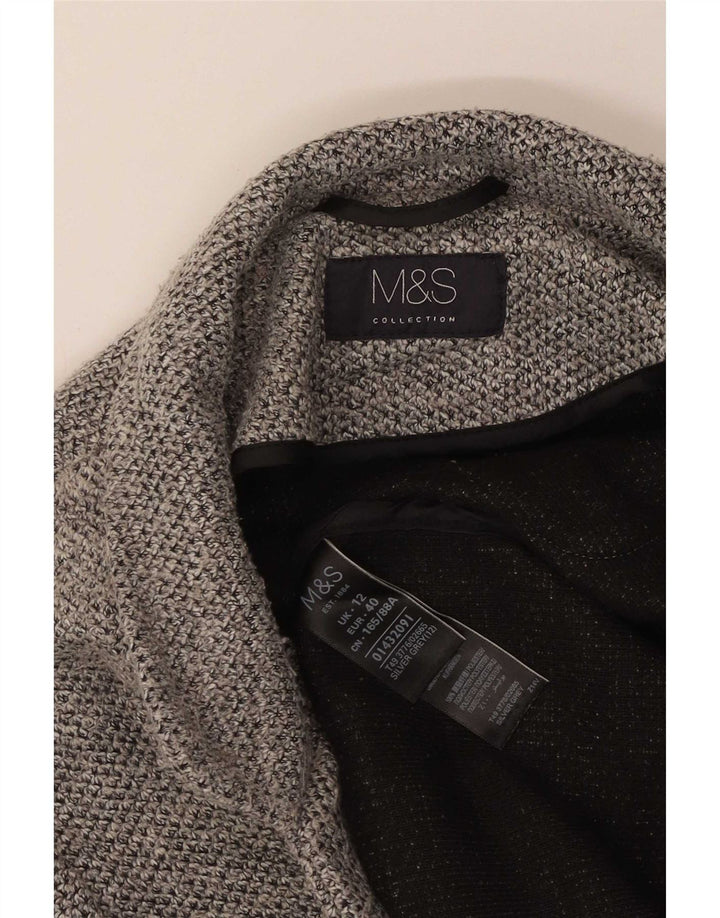 Sobretudo feminino Marks & Spencer UK 12 poliéster cinza médio