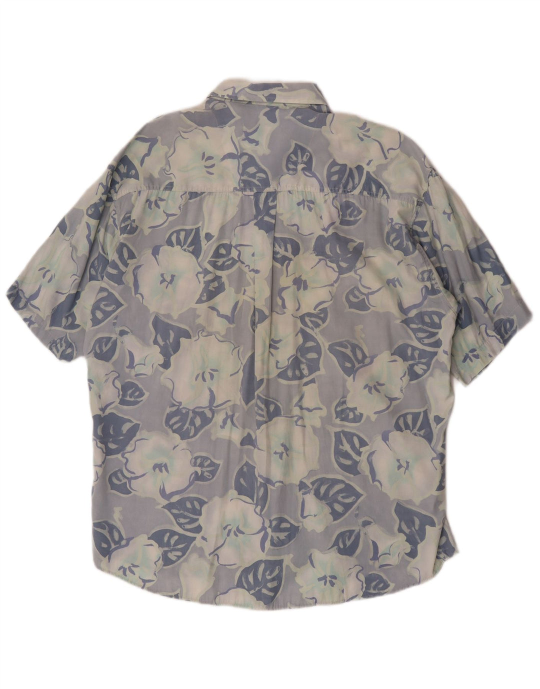 Camisa masculina vintage de manga curta grande azul floral