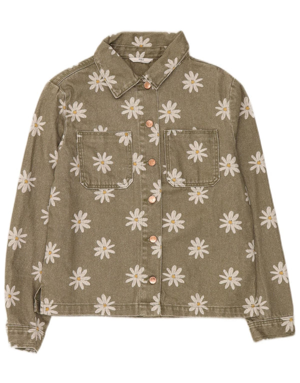 Jaqueta jeans feminina Marks & Spencer 14-15 anos cáqui algodão floral