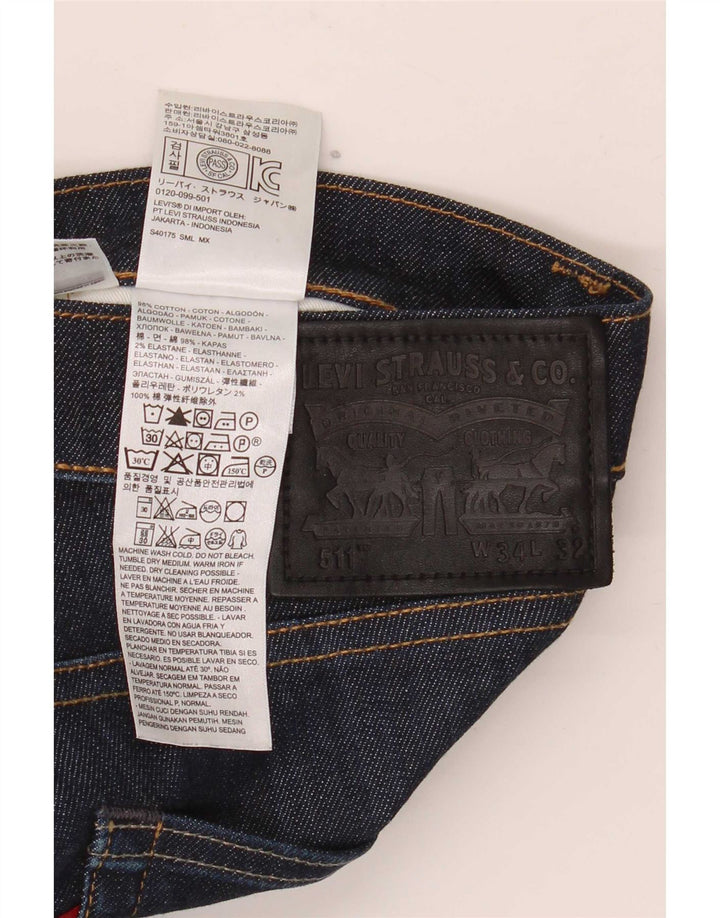 Levi's Masculino 511 Slim Jeans W34 L32 Azul Marinho Algodão