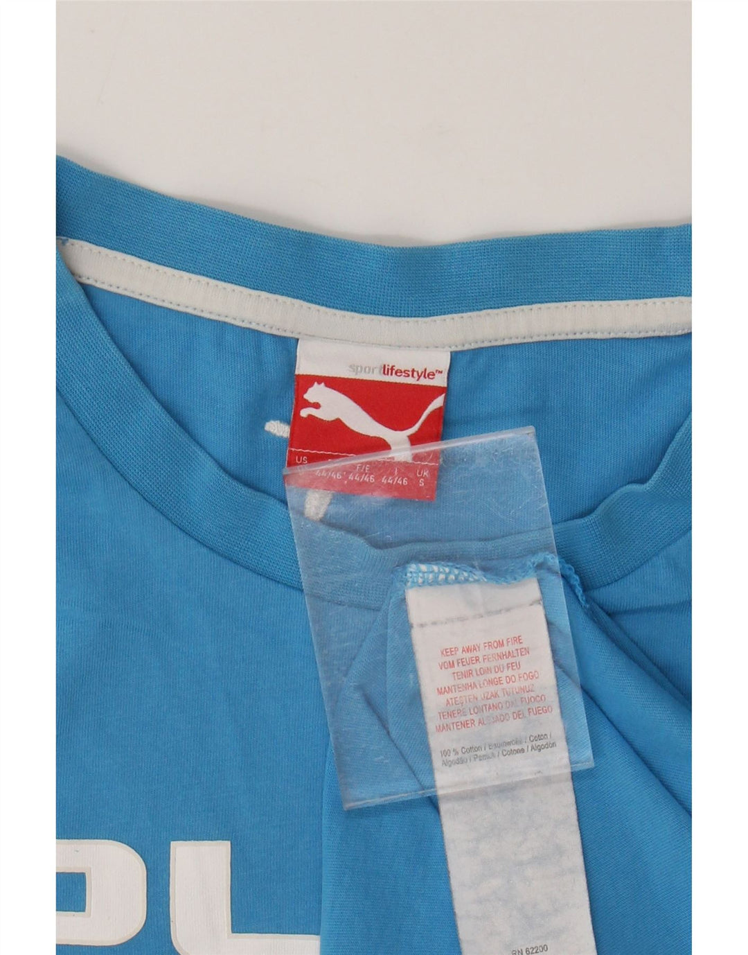 Camiseta masculina PUMA com estampa gráfica pequena de algodão azul