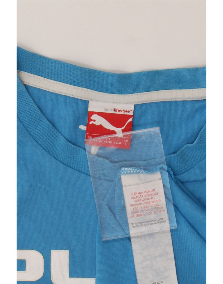 Camiseta masculina PUMA com estampa gráfica pequena de algodão azul