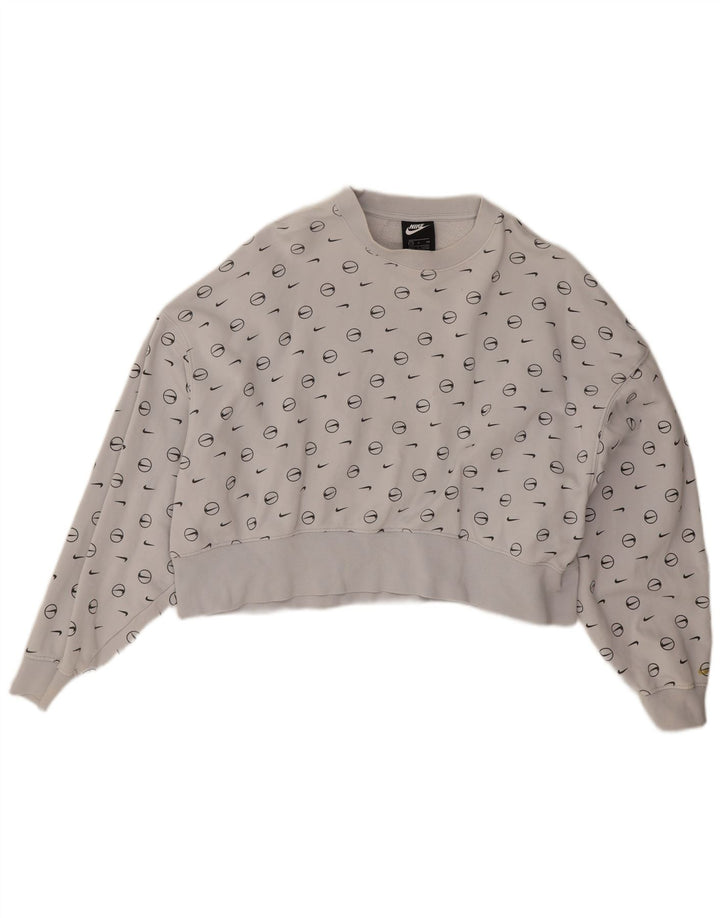Moletom Nike Feminino Oversized Crop Graphic Jumper UK 10 Pequeno Cinza