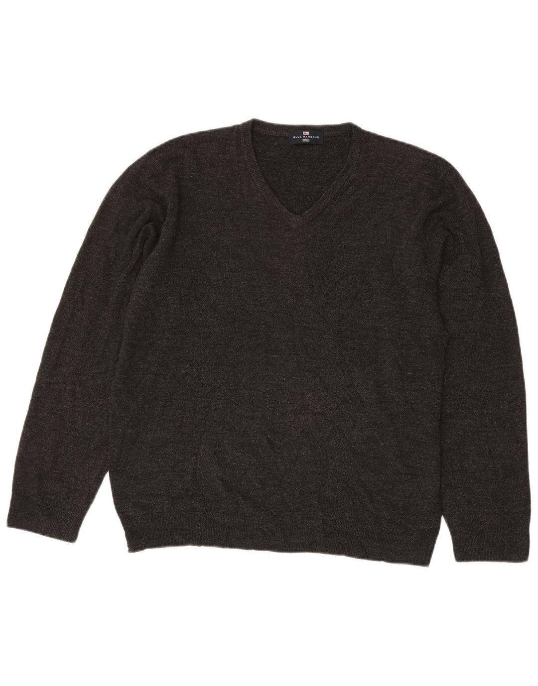 Suéter masculino Marks & Spencer Blue Harbor com decote em V grande cinza acrílico