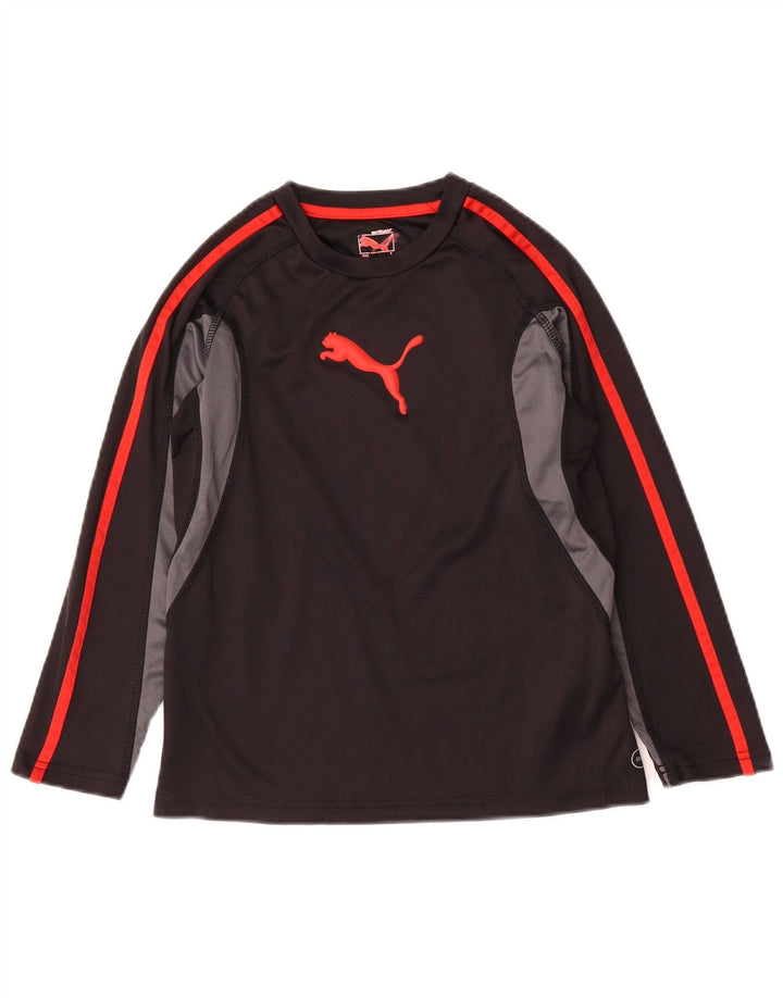 PUMA Boys Graphic Top manga comprida 7-8 anos pequeno preto colorblock