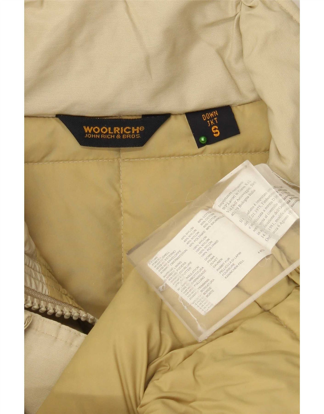 Casaco acolchoado grande feminino Woolrich Reino Unido 10 pequeno bege nylon